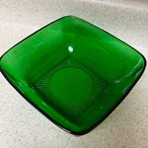 Anchor Hocking 1950s Forest Green Charm Emerald Bowl Depression Glass Christmas